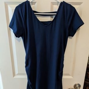Navy blue stretchy maternity dress